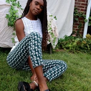 Ikat Print Cropped Slacks